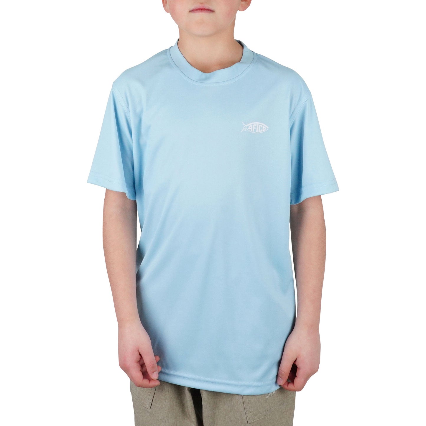AFTCO Kids Jigfish Jig Fishing Short Sleeve Shirt Agate