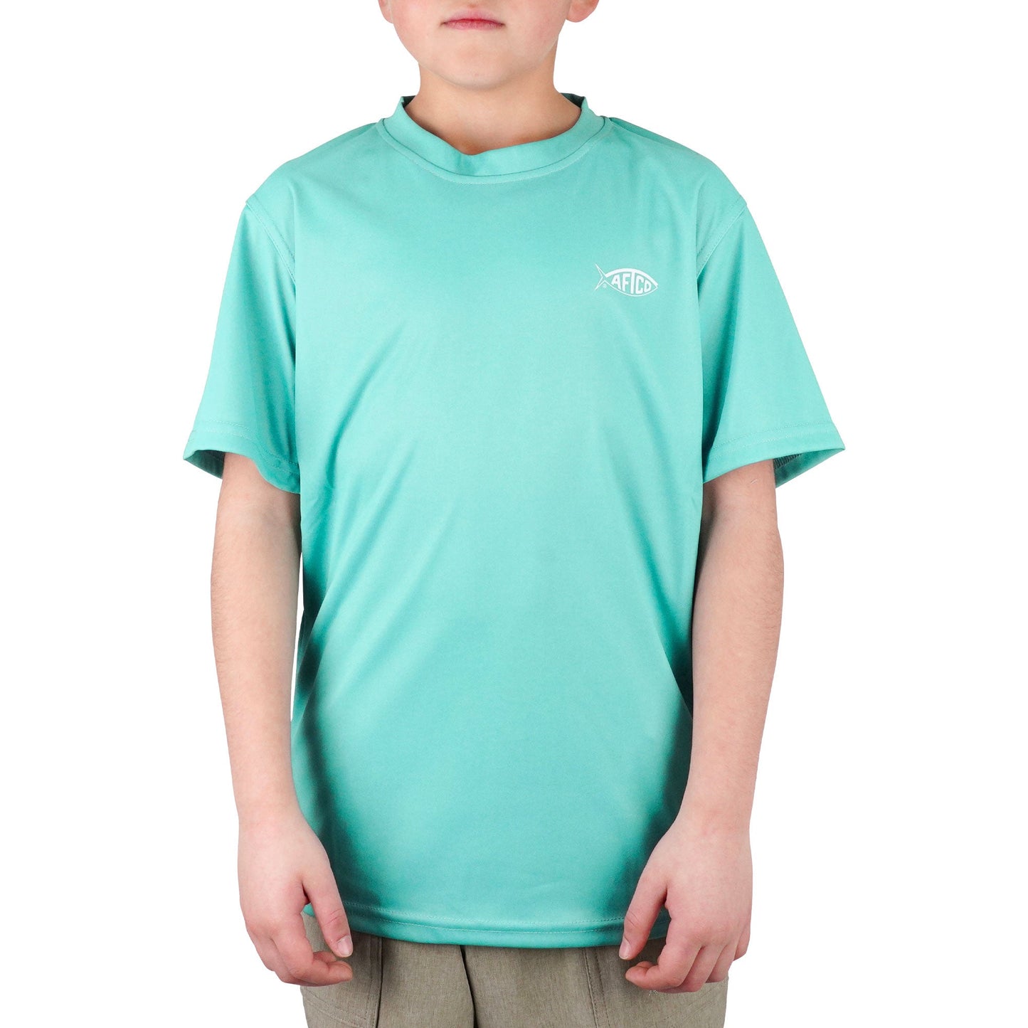 AFTCO Kids Jigfish Jig Fishing Short Sleeve Shirt Agate