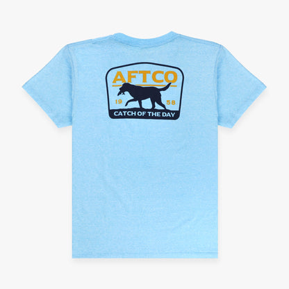 AFTCO Youth Fetch SS T-Shirt Neon Sky Blue Heather