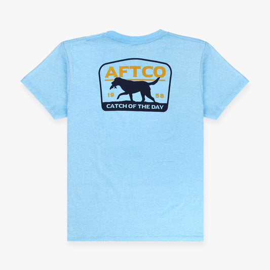 AFTCO Youth Fetch SS T-Shirt Neon Sky Blue Heather