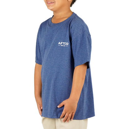 AFTCO Youth Fetch SS T-Shirt Neon Sky Blue Heather
