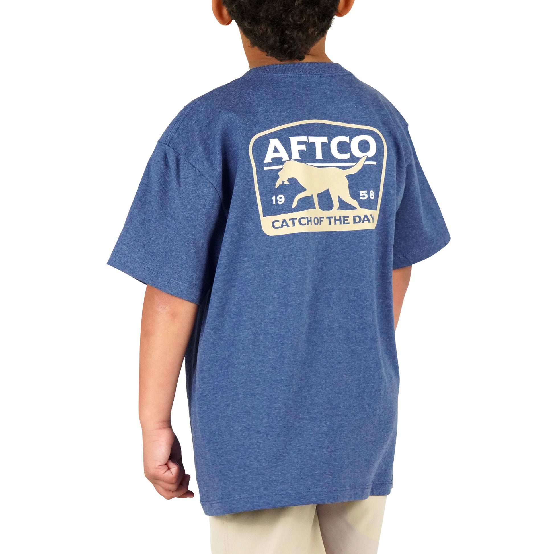 AFTCO Youth Fetch SS T-Shirt Neon Sky Blue Heather
