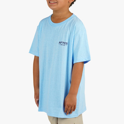 AFTCO Youth Fetch SS T-Shirt Neon Sky Blue Heather