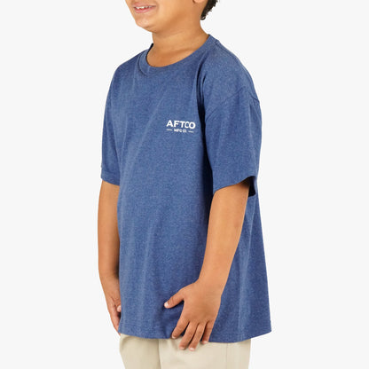 AFTCO Youth Fetch SS T-Shirt Neon Sky Blue Heather