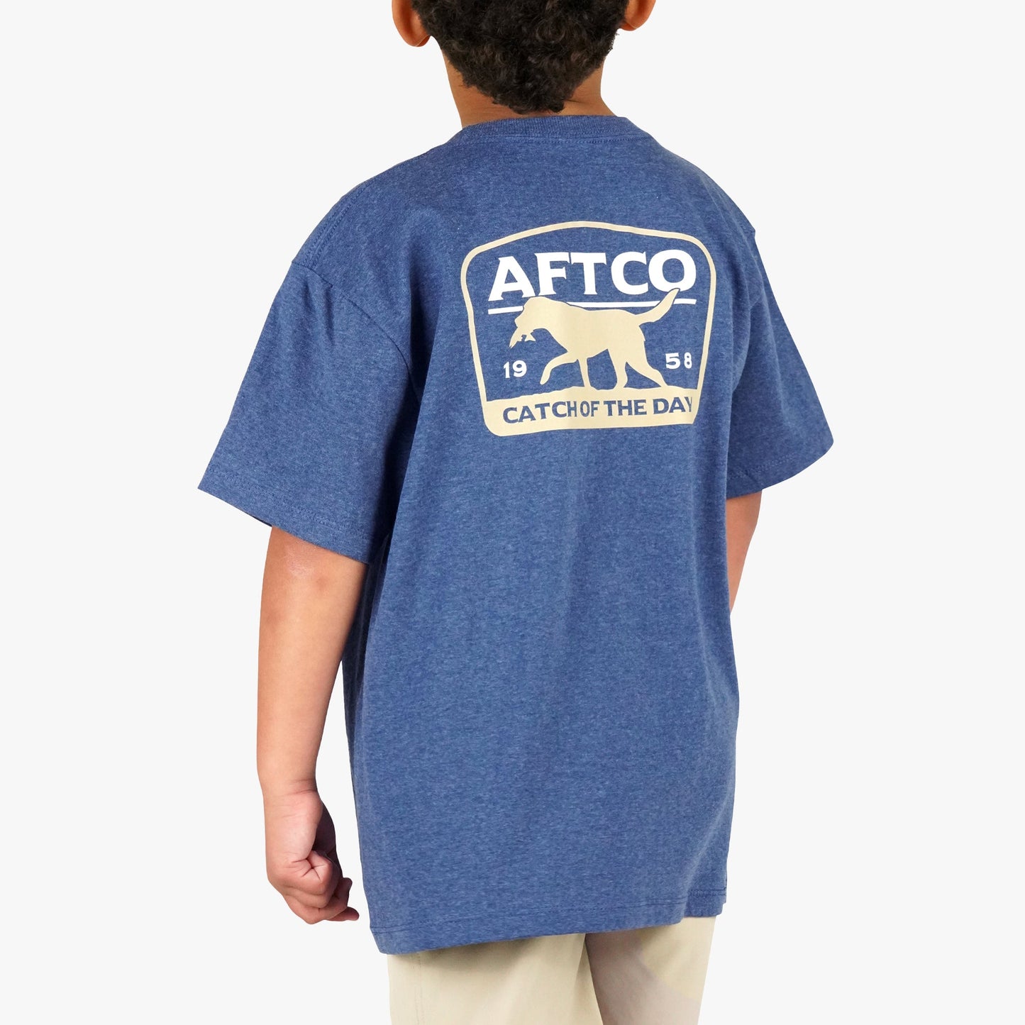 AFTCO Youth Fetch SS T-Shirt Neon Sky Blue Heather