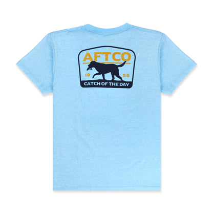 AFTCO Youth Fetch SS T-Shirt Neon Sky Blue Heather