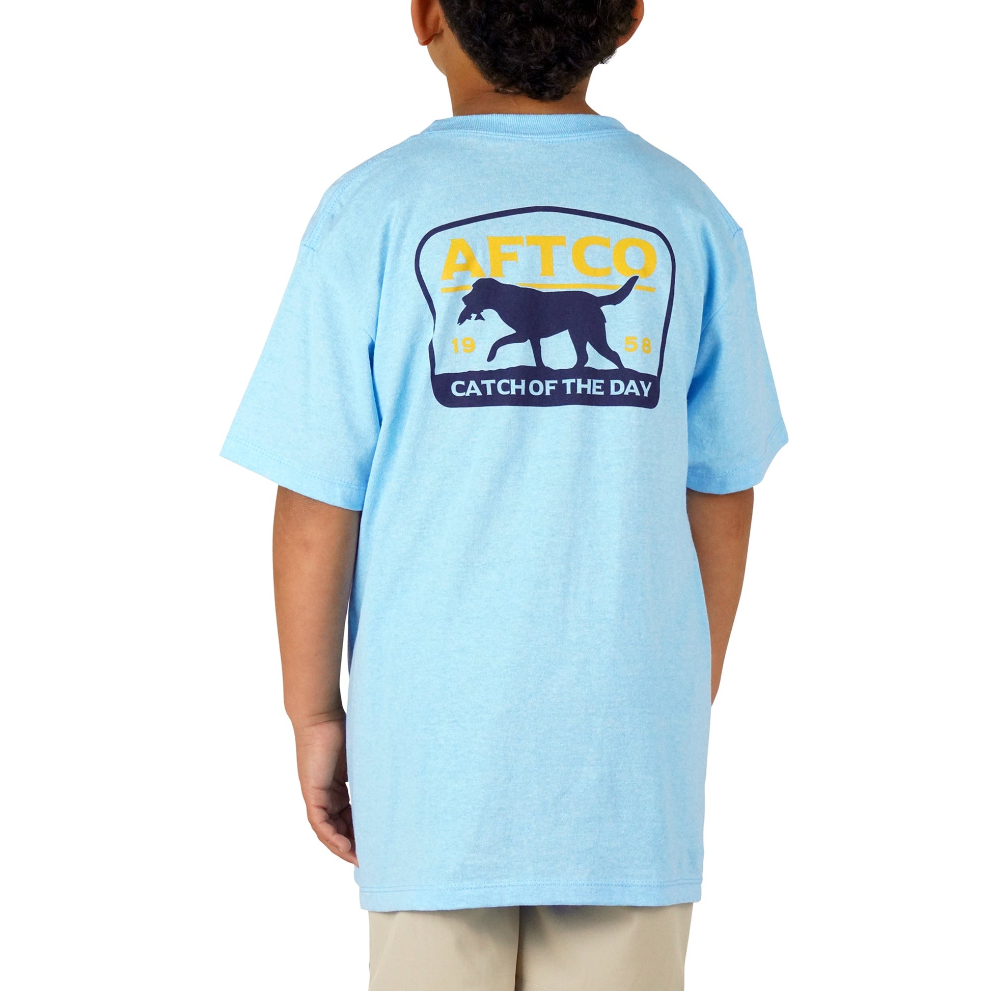 AFTCO Youth Fetch SS T-Shirt Neon Sky Blue Heather