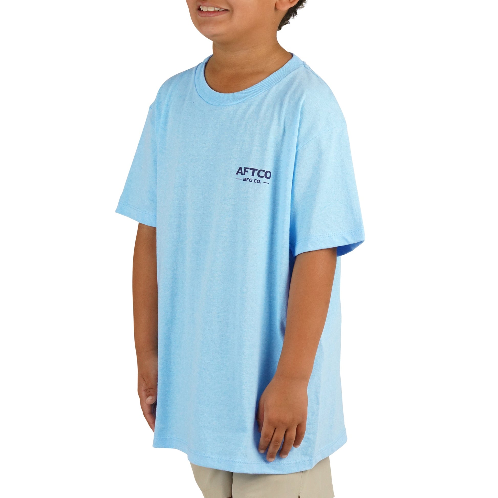 AFTCO Youth Fetch SS T-Shirt Neon Sky Blue Heather