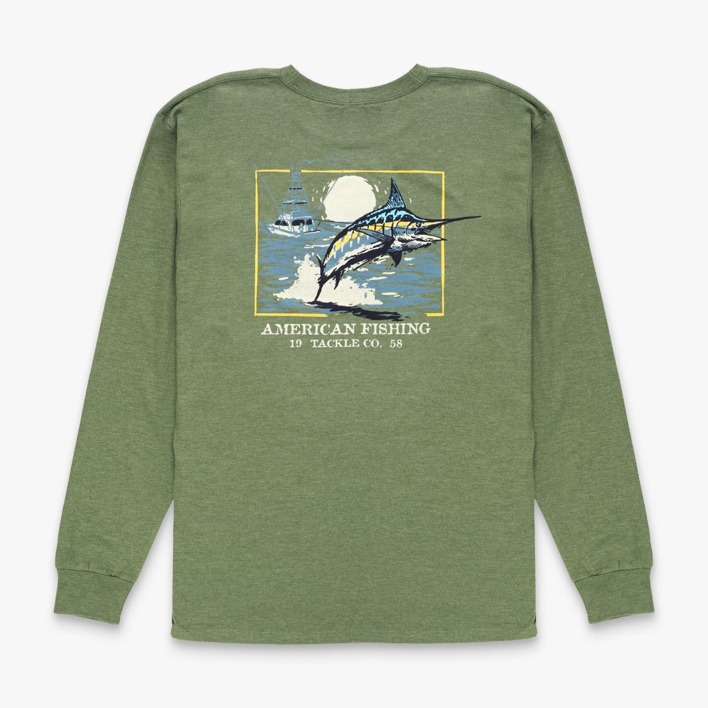 AFTCO Youth Flying Bill Long Sleeve Fishing T-Shirt Army Heather
