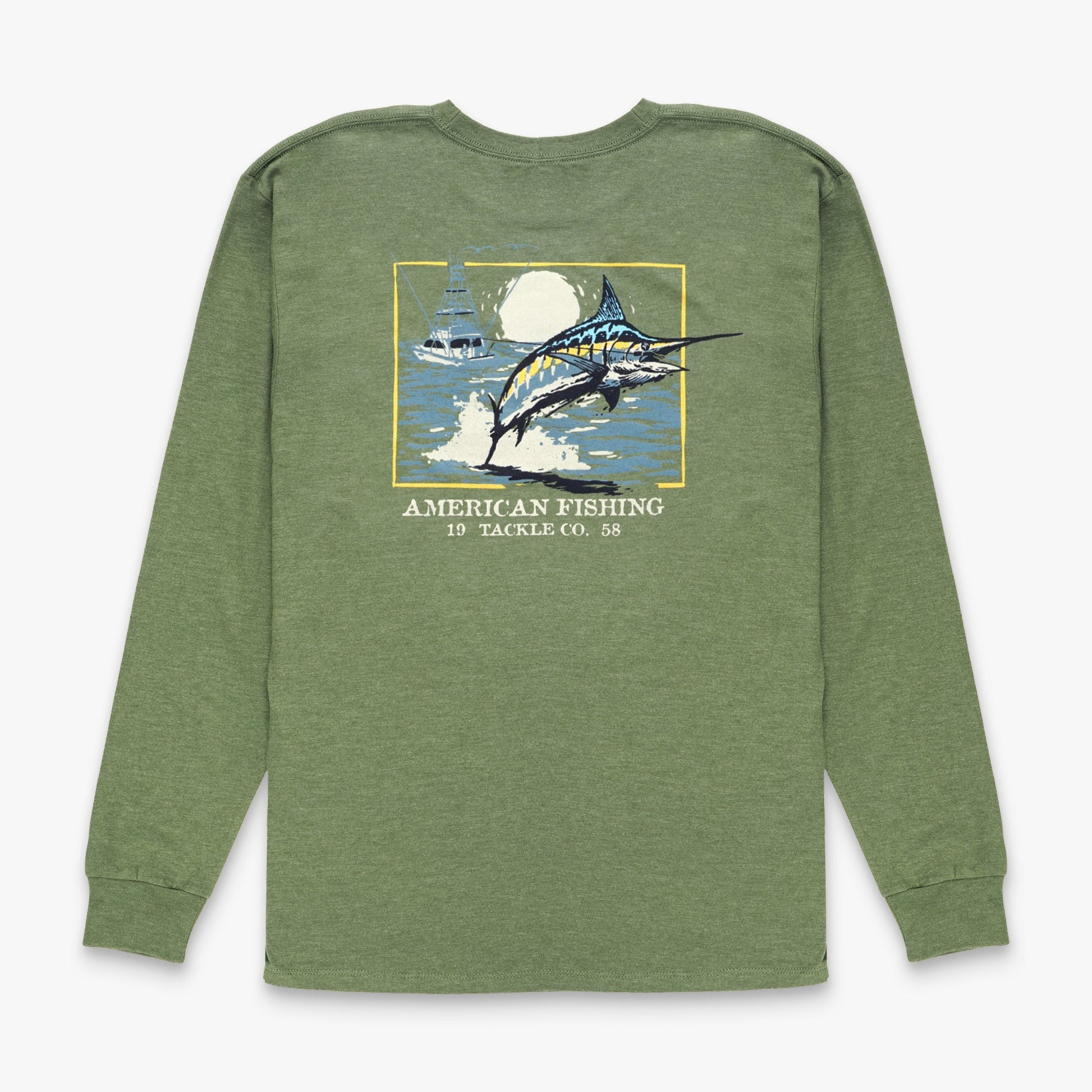 AFTCO Youth Flying Bill Long Sleeve Fishing T-Shirt Army Heather