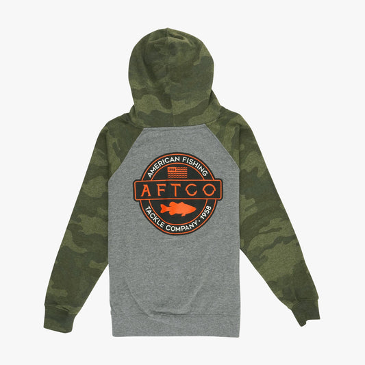 AFTCO Youth Bass Patch Pullover Hoodie Forest Camo