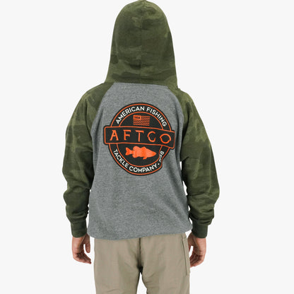 AFTCO Youth Bass Patch Pullover Hoodie Forest Camo