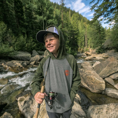 AFTCO Youth Bass Patch Pullover Hoodie Forest Camo