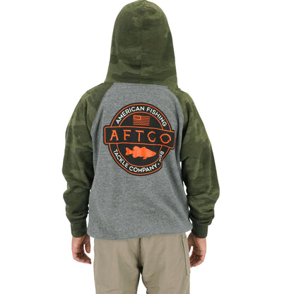 AFTCO Youth Bass Patch Pullover Hoodie Forest Camo