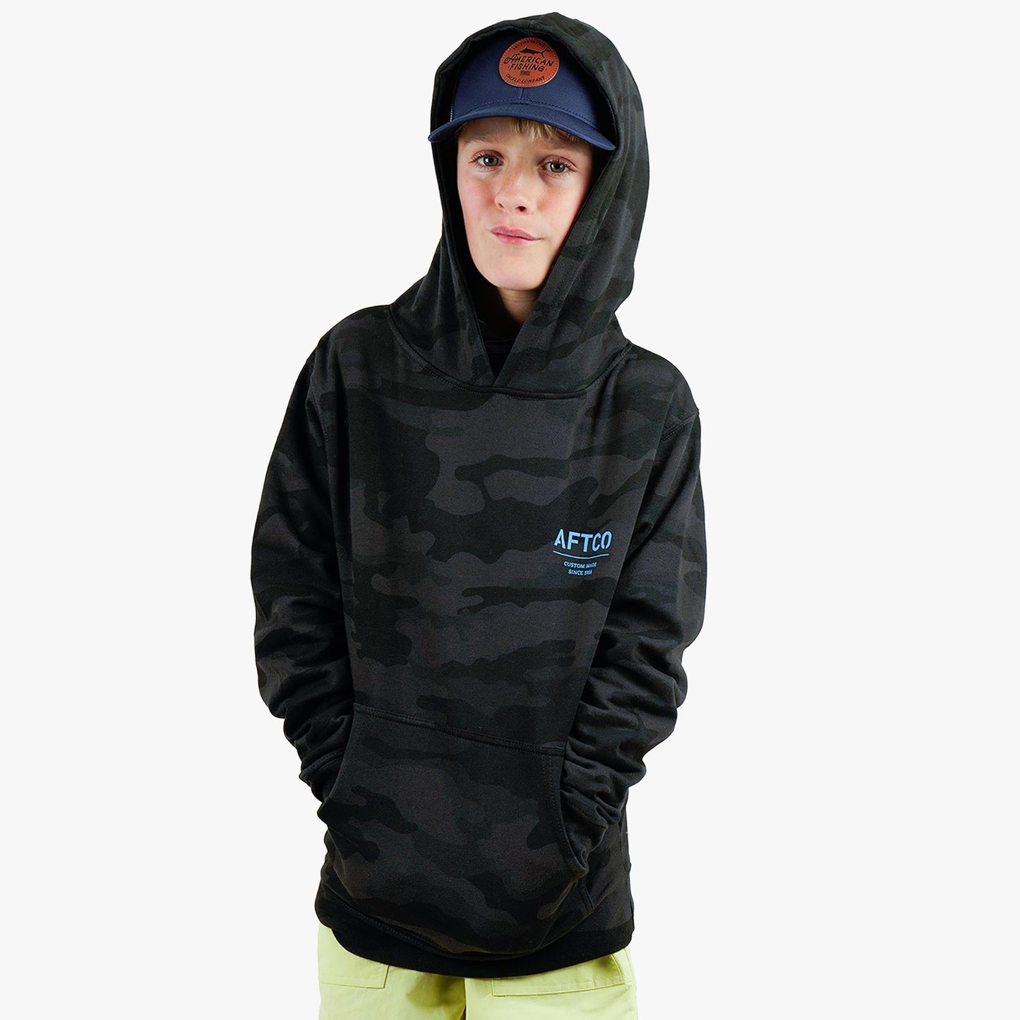 AFTCO Youth Radar Camo Pullover Hoodie Black Camo