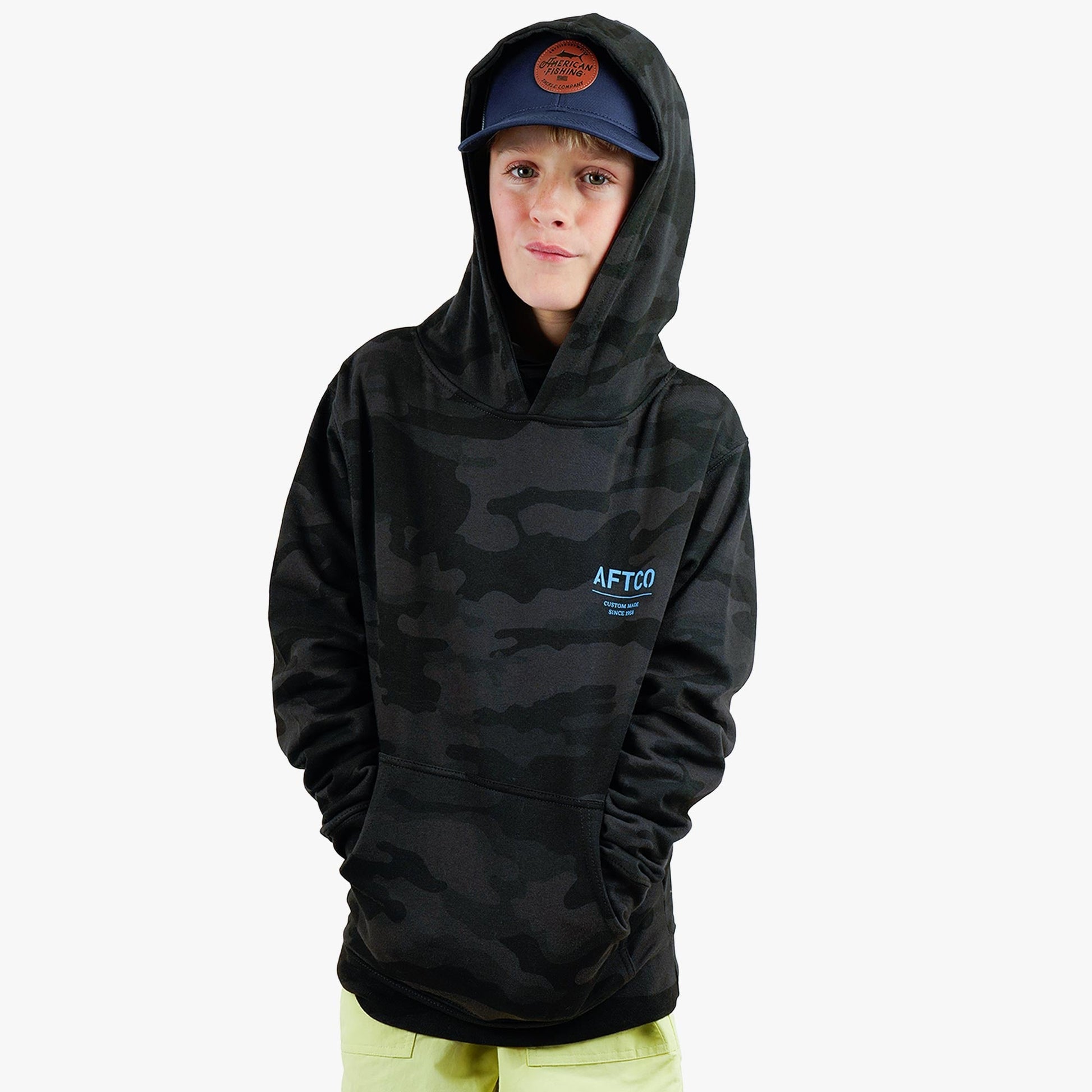 AFTCO Youth Radar Camo Pullover Hoodie Black Camo