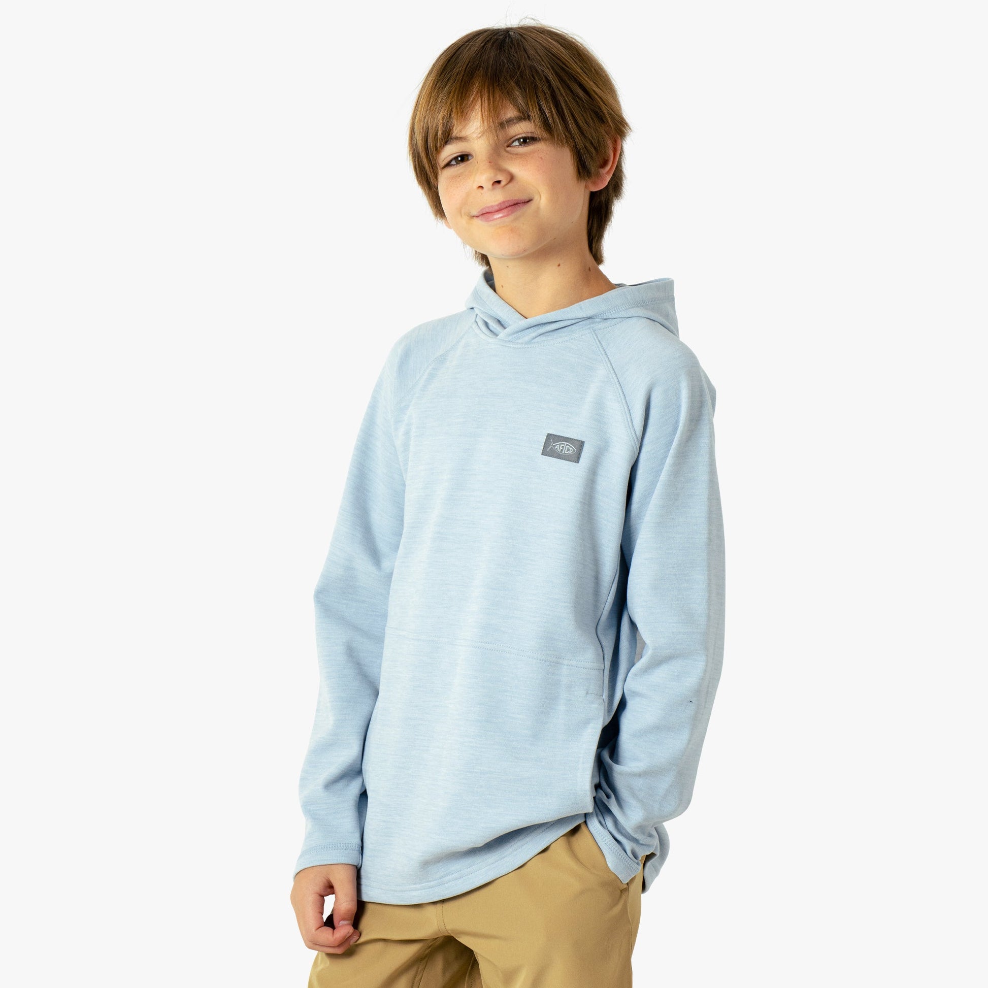 AFTCO Youth Coastal Layer Fishing Pullover Hoodie Dark Sea Heather