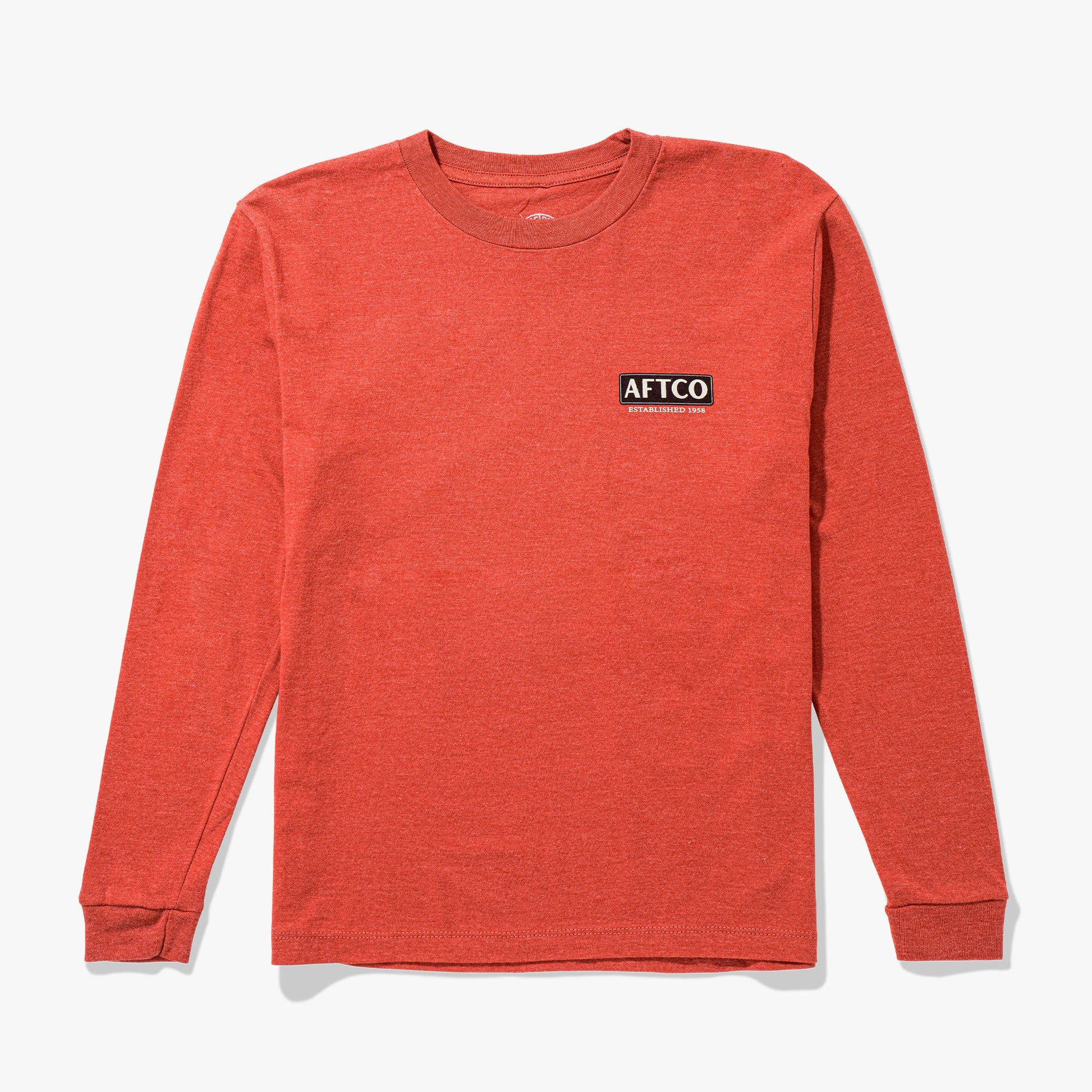 AFTCO Youth On The Road Long Sleeve Fishing T-Shirt Salmon Heather
