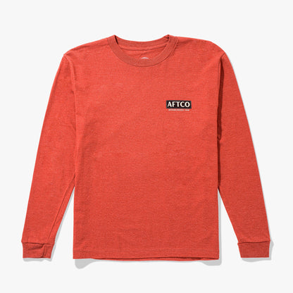 AFTCO Youth On The Road Long Sleeve Fishing T-Shirt Salmon Heather