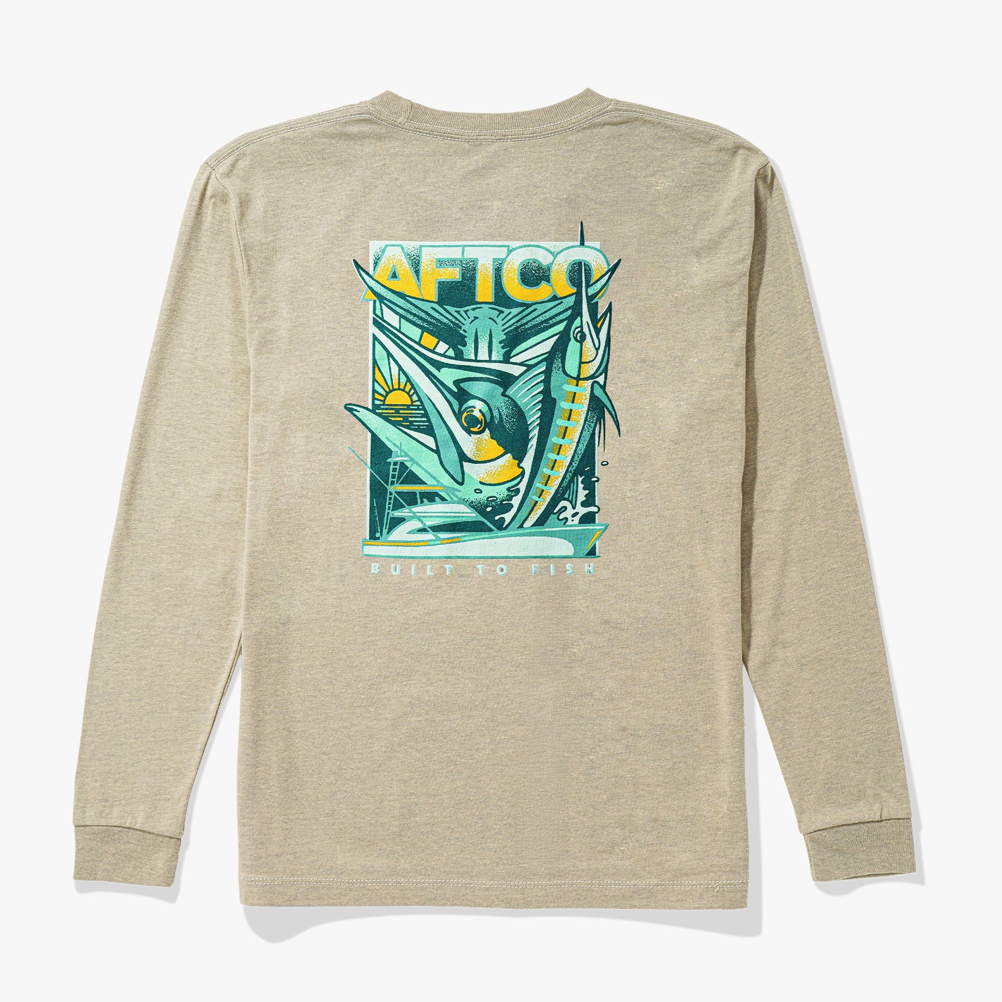 AFTCO Youth Billed Long Sleeve Fishing Shirt Navy Heather
