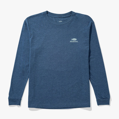 AFTCO Youth Billed Long Sleeve Fishing Shirt Navy Heather