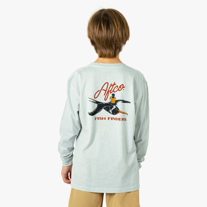 AFTCO Youth Fish Finders Long Sleeve Fishing Shirt Glass Heather