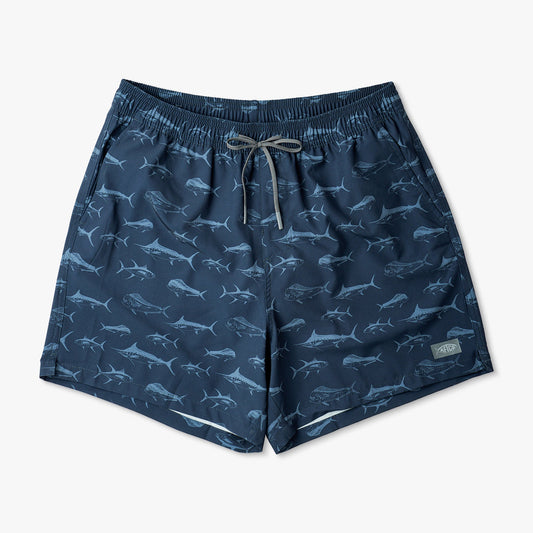 AFTCO Strike Printed Swim Trunks Deep Navy