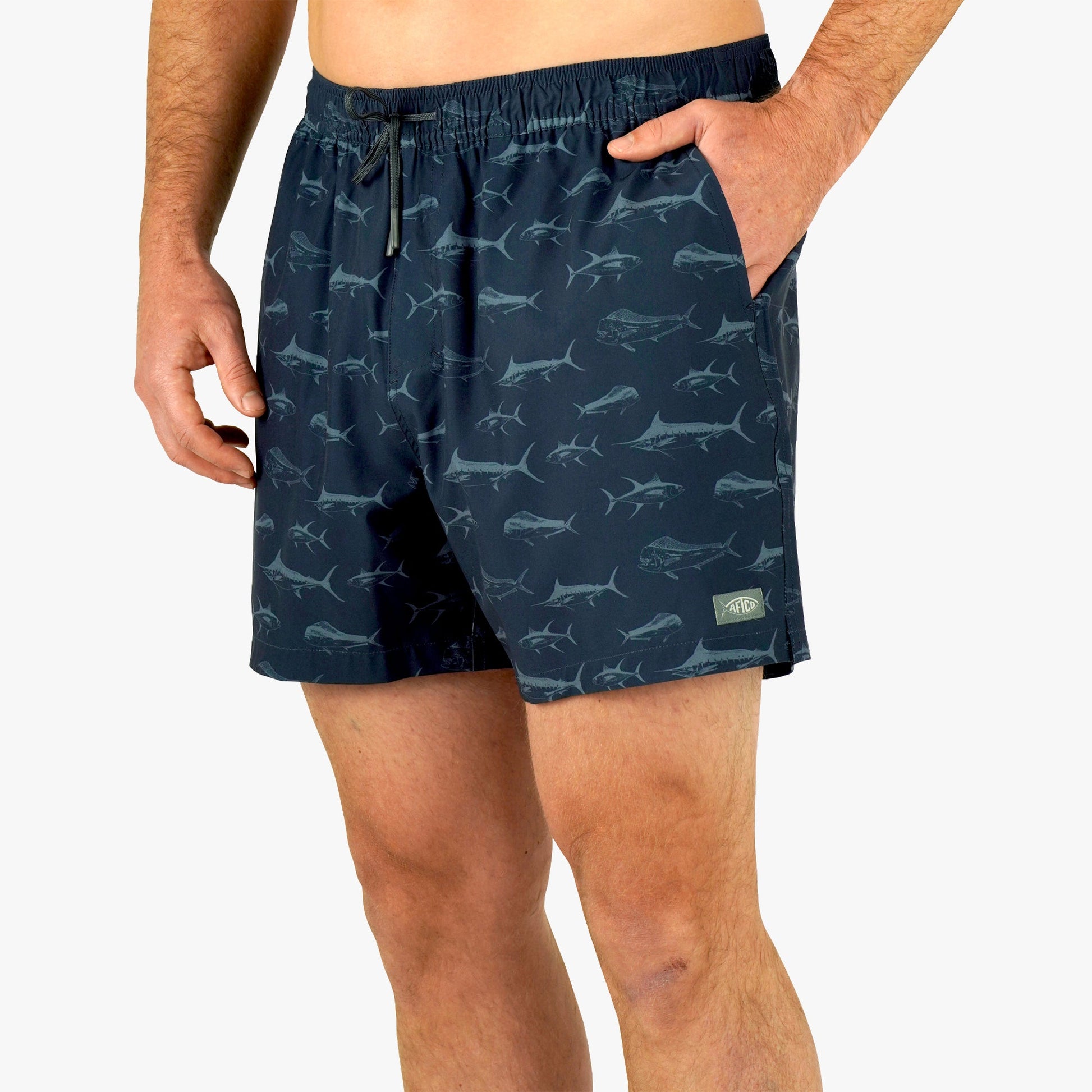 AFTCO Strike Printed Swim Trunks Deep Navy