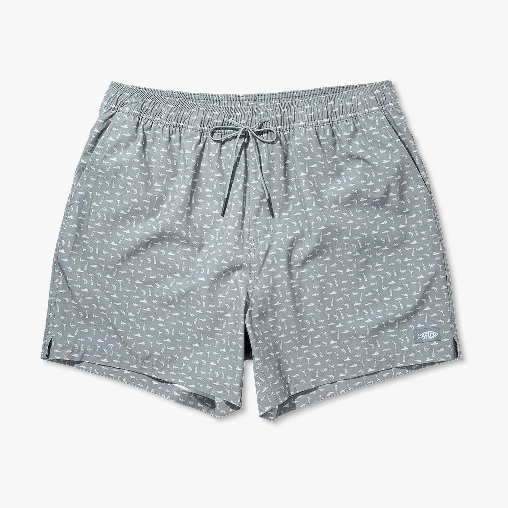 AFTCO Strike Printed Swim Trunks Steel