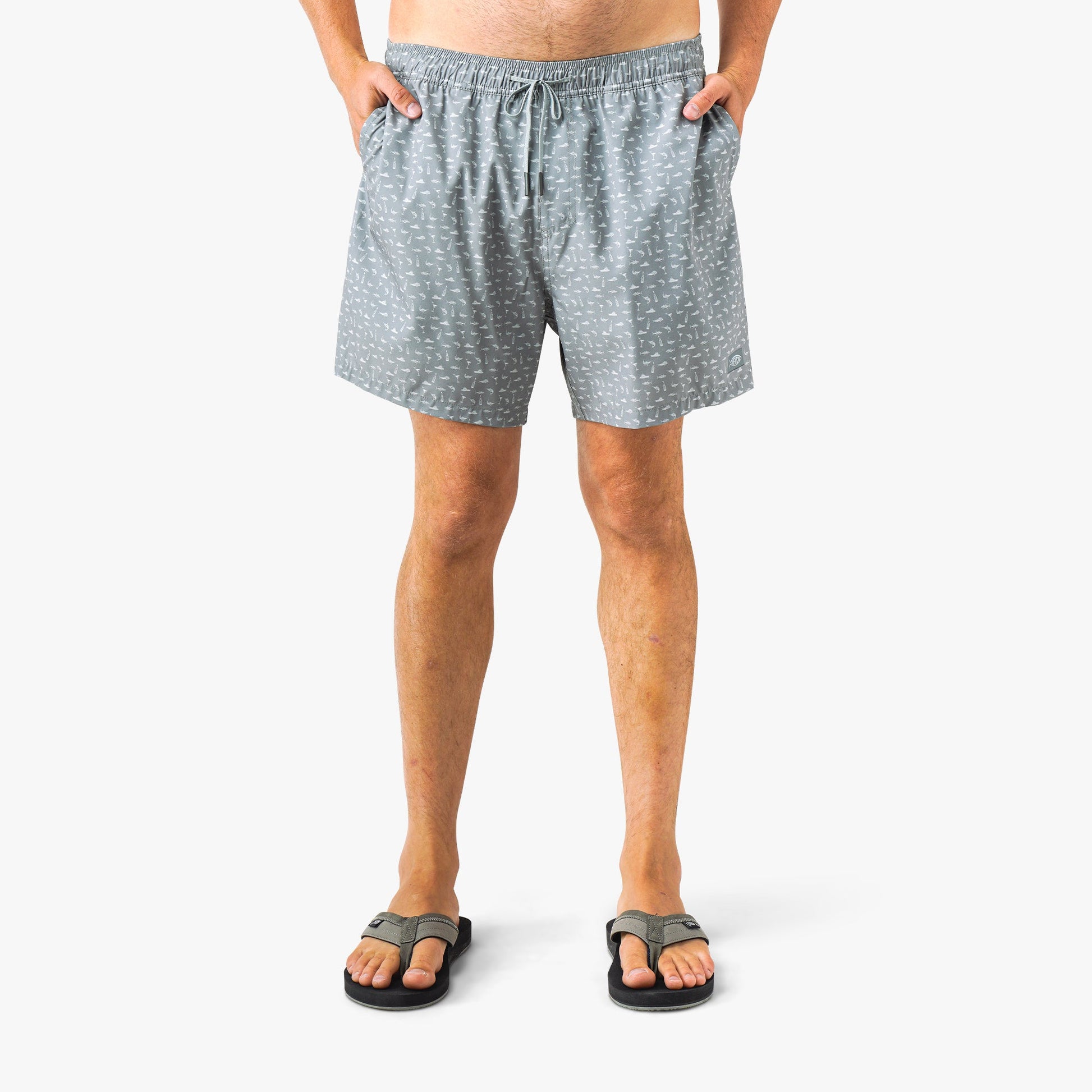 AFTCO Strike Printed Swim Trunks Steel