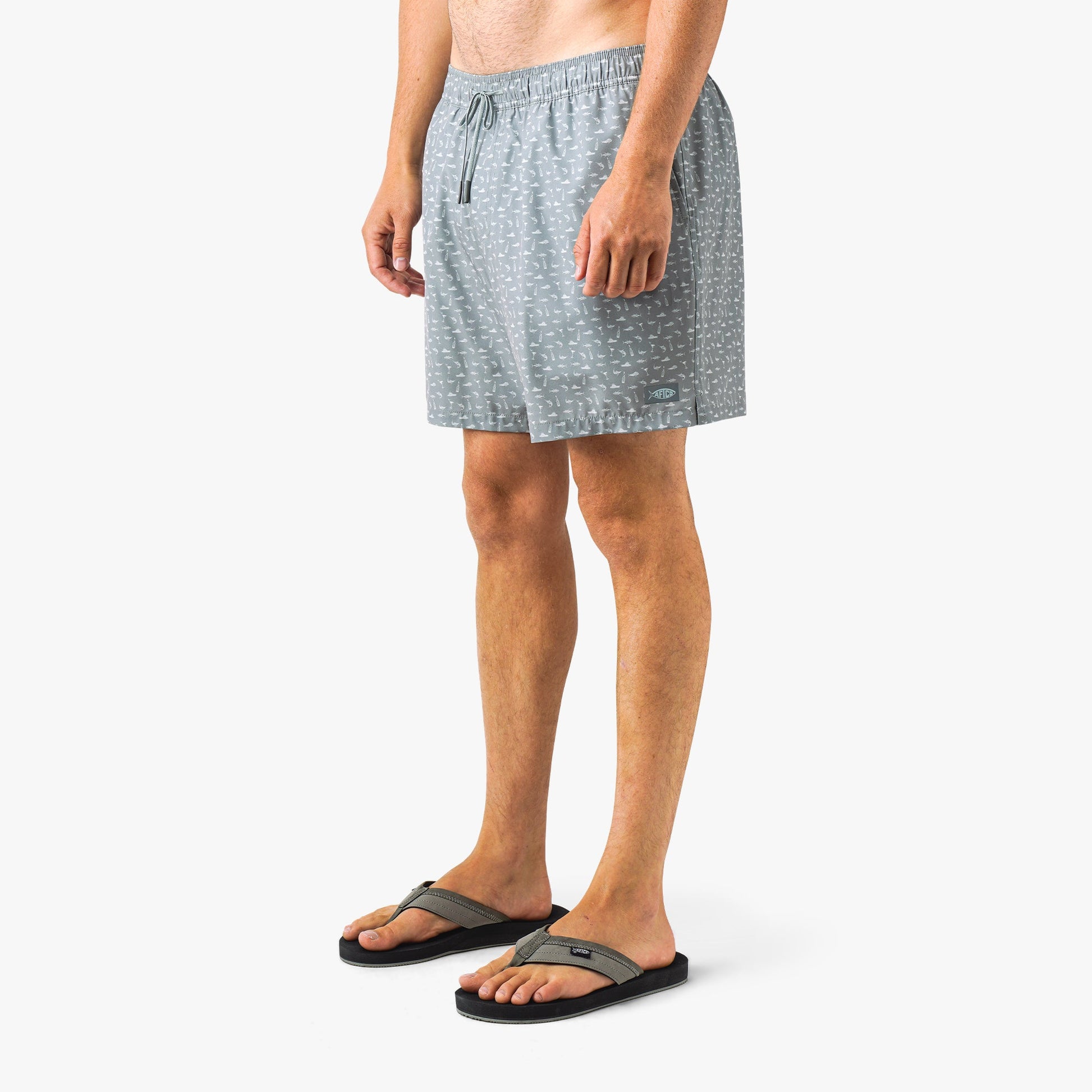 AFTCO Strike Printed Swim Trunks Steel