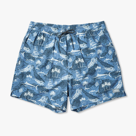 AFTCO Strike Printed Swim Trunks Stratified Sea