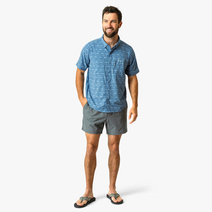 AFTCO Seabreeze Short Sleeve Button Down Shirt Blue Shadow