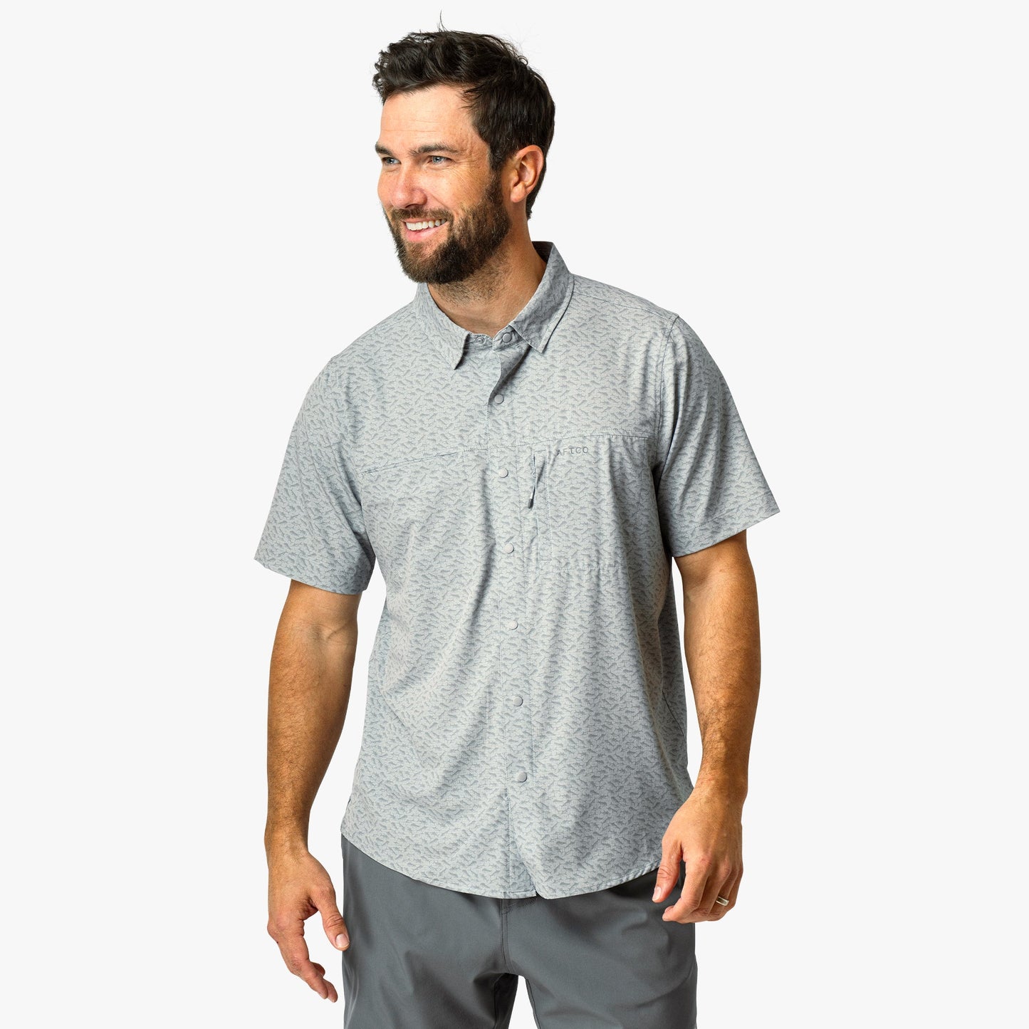 AFTCO Seabreeze Short Sleeve Button Down Shirt Blue Shadow
