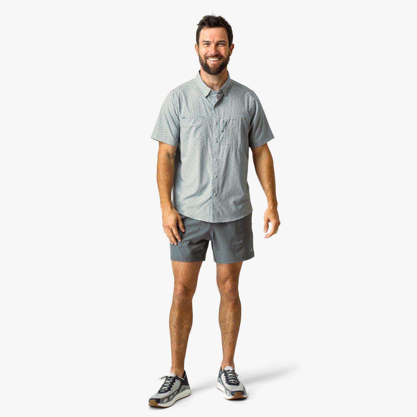 AFTCO Seabreeze Short Sleeve Button Down Shirt Blue Shadow
