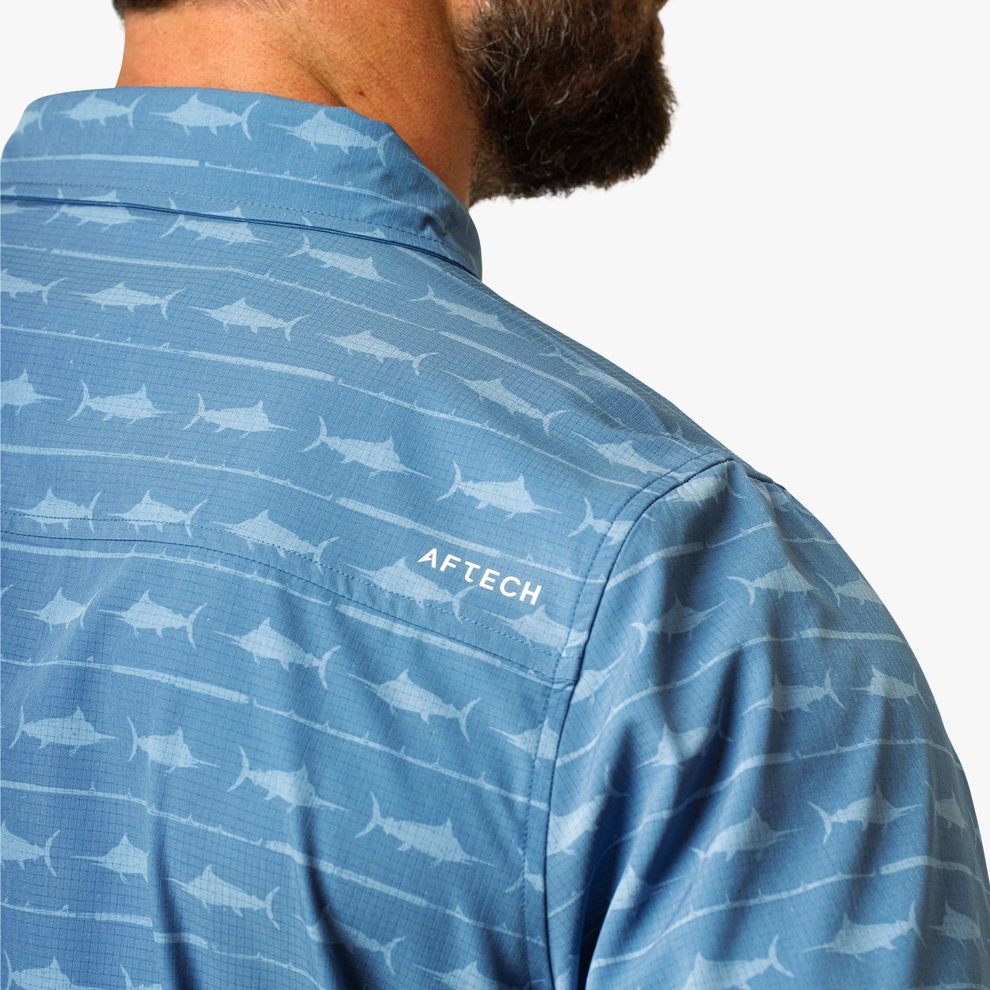 AFTCO Seabreeze Short Sleeve Button Down Shirt Blue Shadow