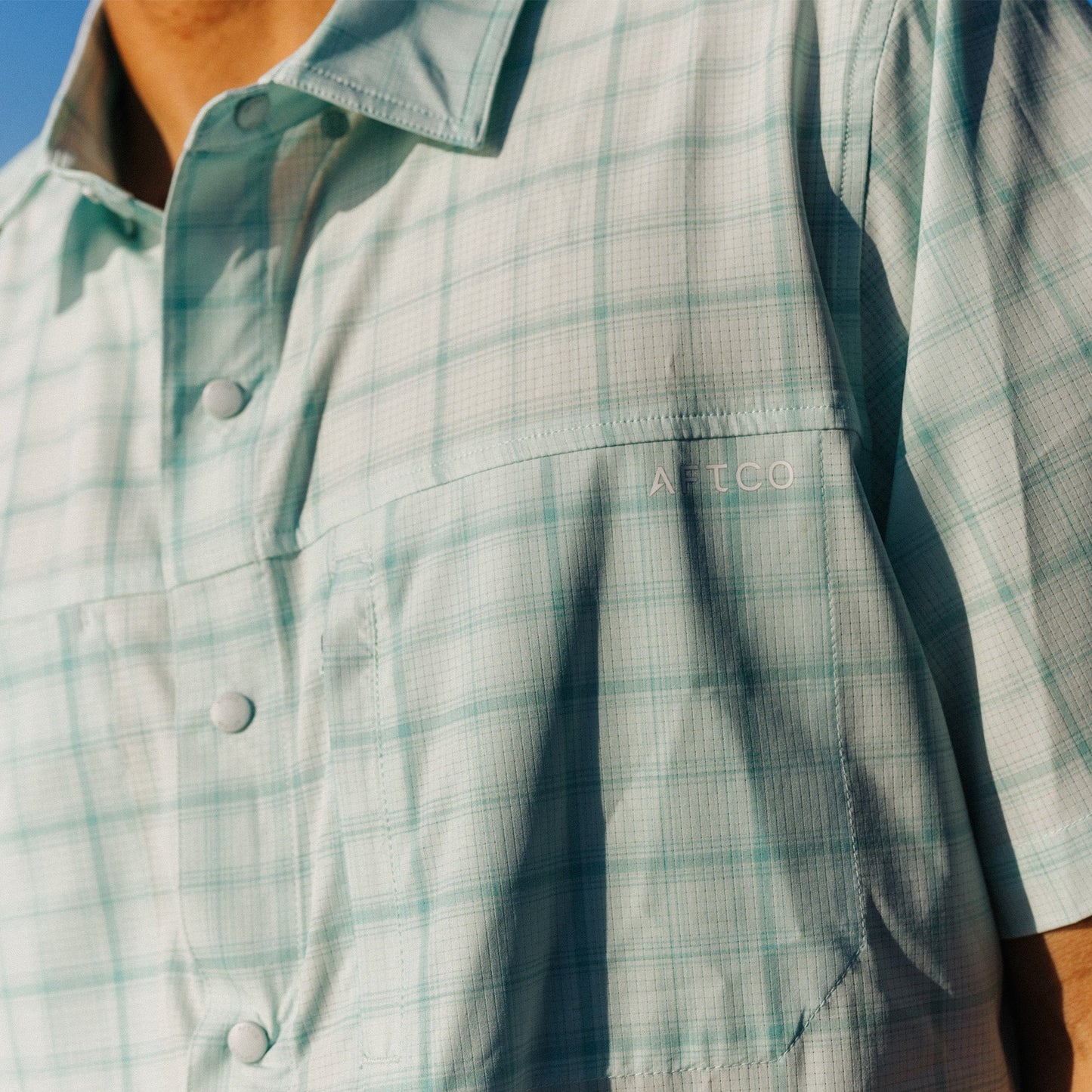 AFTCO Seabreeze Short Sleeve Button Down Shirt Blue Shadow