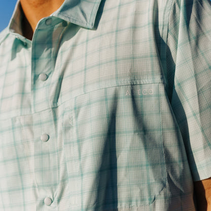 AFTCO Seabreeze Short Sleeve Button Down Shirt Blue Shadow