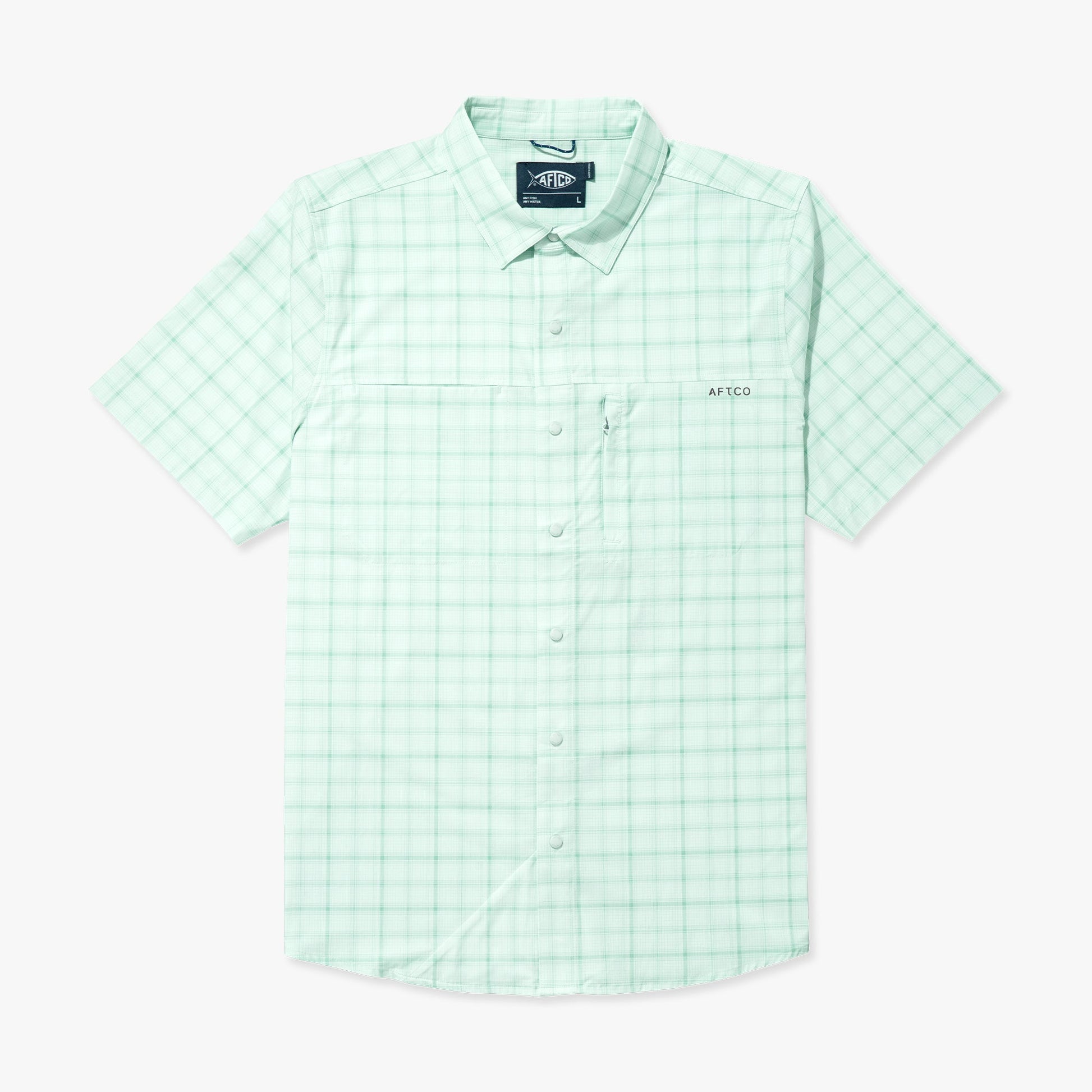 AFTCO Seabreeze Short Sleeve Button Down Shirt Blue Shadow