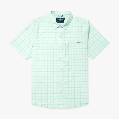 AFTCO Seabreeze Short Sleeve Button Down Shirt Blue Shadow