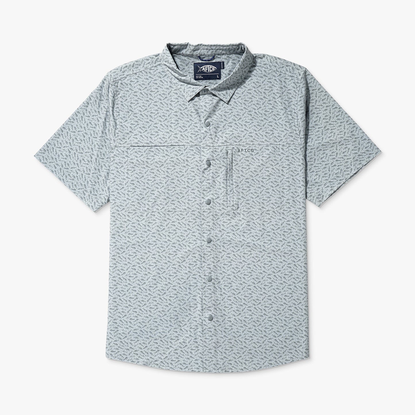 AFTCO Seabreeze Short Sleeve Button Down Shirt Blue Shadow