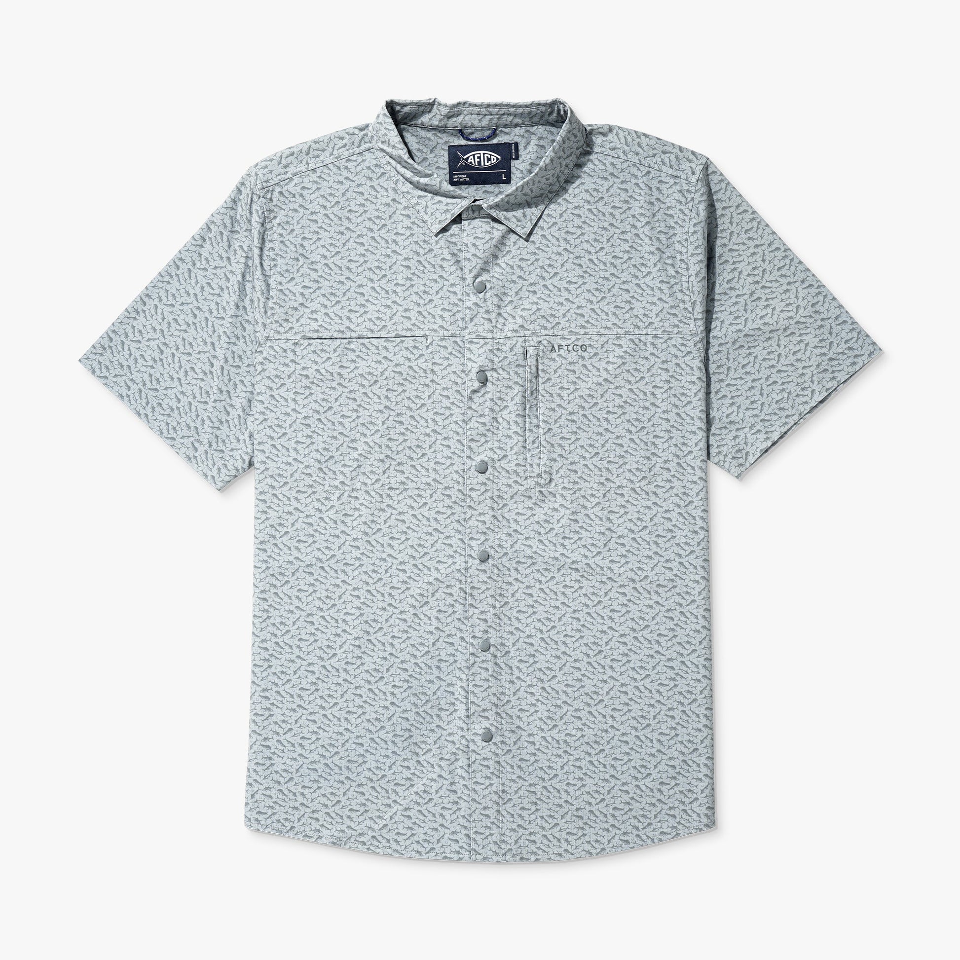 AFTCO Seabreeze Short Sleeve Button Down Shirt Blue Shadow