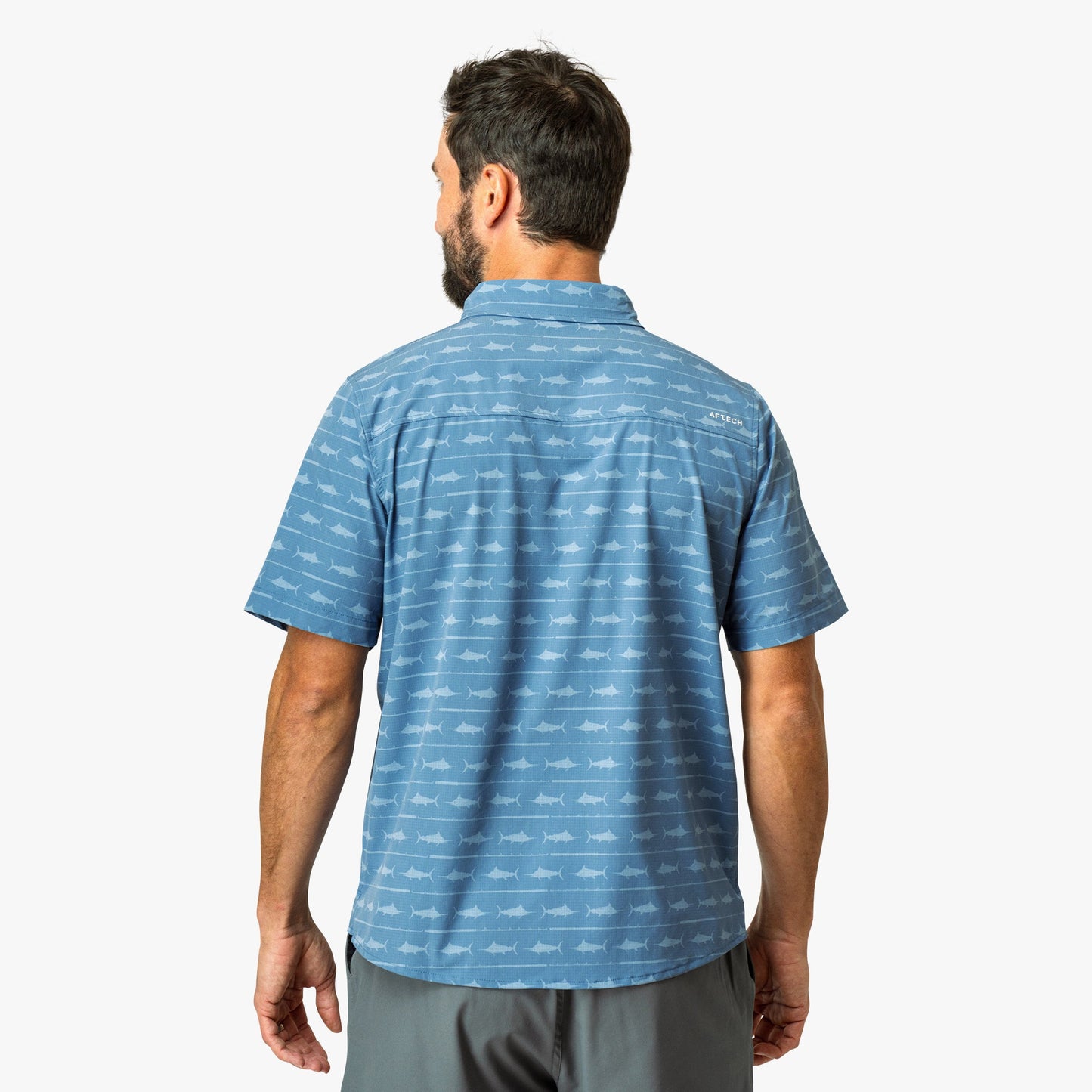 AFTCO Seabreeze Short Sleeve Button Down Shirt Blue Shadow