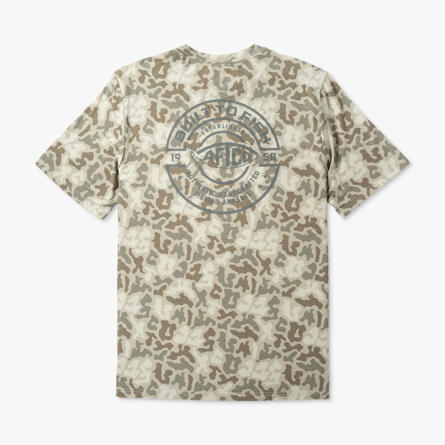 AFTCO Ocean Bound Printed Short Sleeve Fishing Shirts Sand Grouper Camo