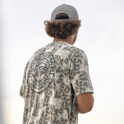 AFTCO Ocean Bound Printed Short Sleeve Fishing Shirts Sand Grouper Camo