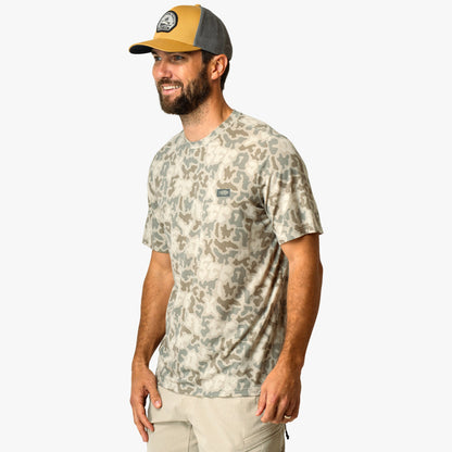 AFTCO Ocean Bound Printed Short Sleeve Fishing Shirts Sand Grouper Camo