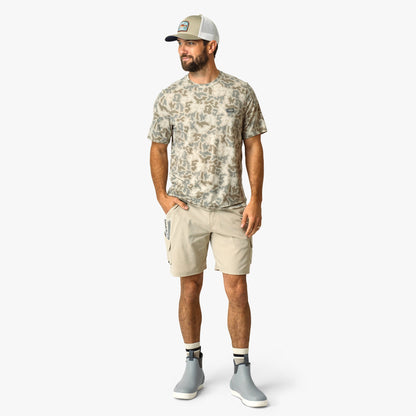 AFTCO Ocean Bound Printed Short Sleeve Fishing Shirts Sand Grouper Camo