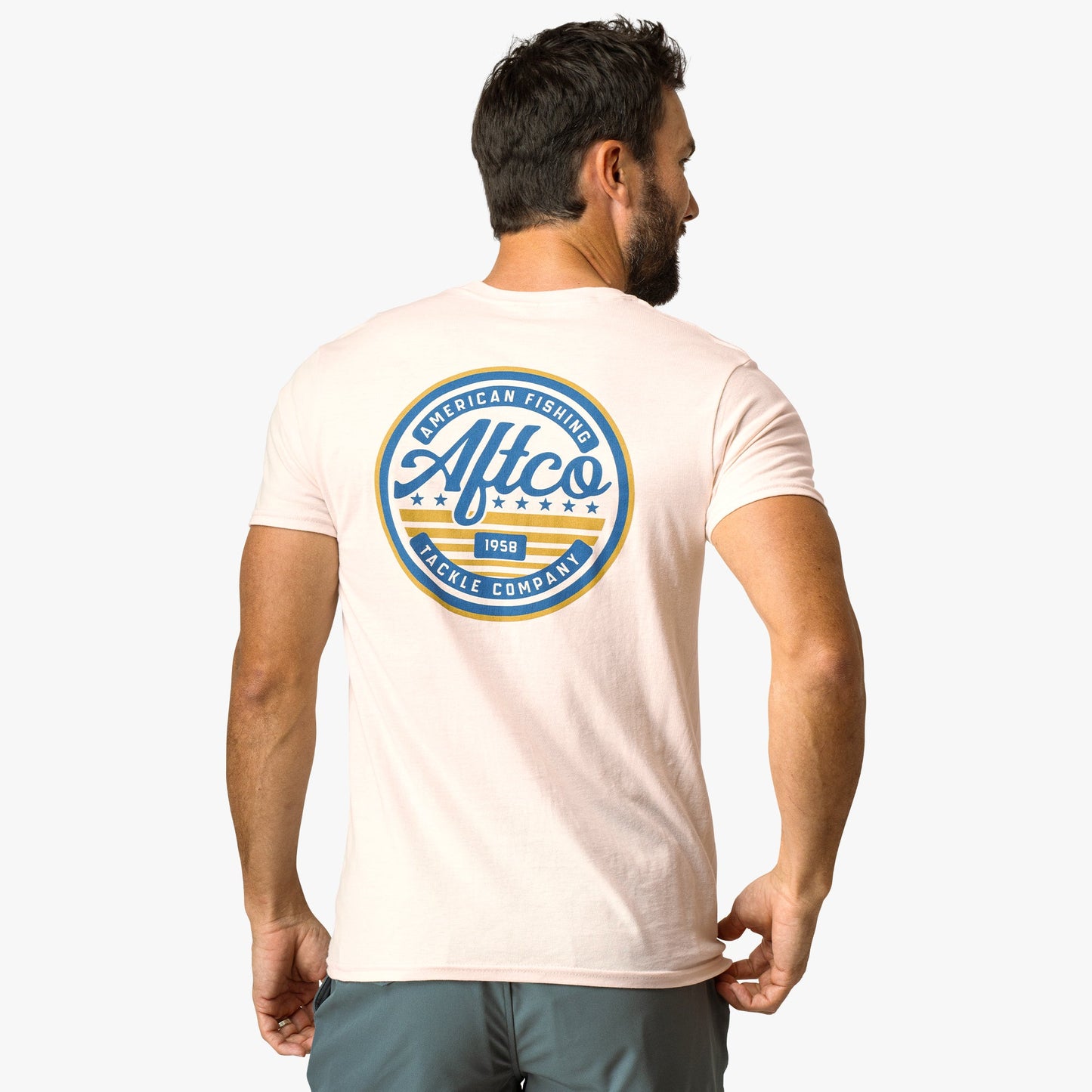 AFTCO United Short Sleeve Men's Fishing T-Shirt Azure Heather