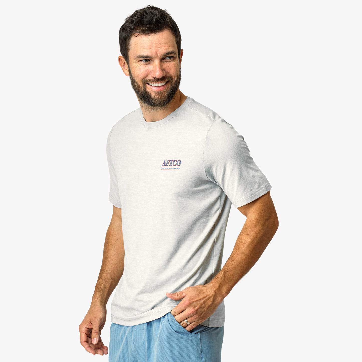 AFTCO Undercover Short Sleeve Sun Protection Shirt Athletic Heather