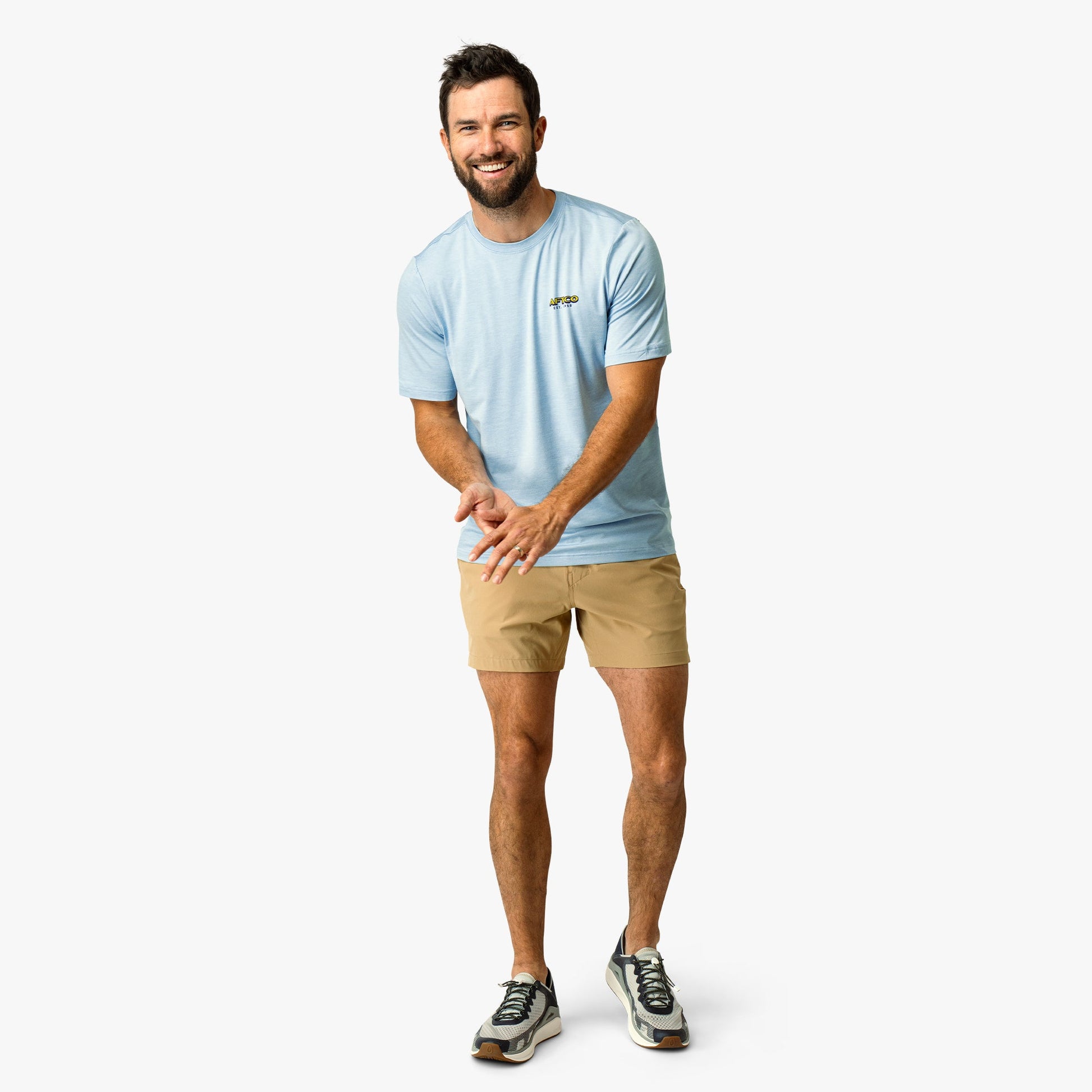 AFTCO Greetings Short Sleeve Sun Protection Shirt Airy Blue Heather